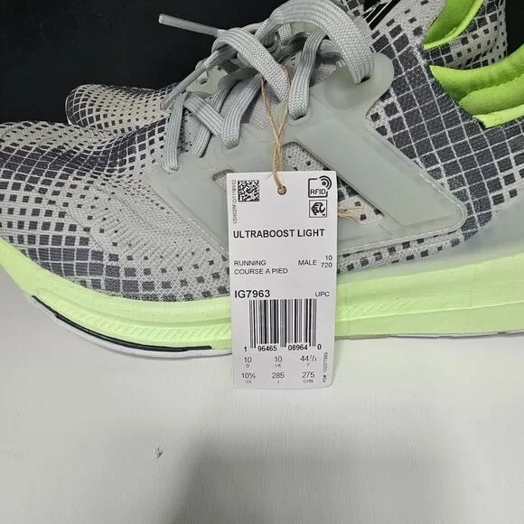 New Size 10.5 Men\'s Adidas Ultraboost Light Grey Silver Digital Green IG7963 New Size 10.5 Men main image 4